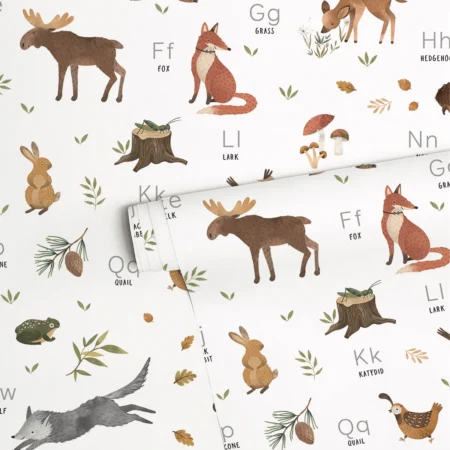NORWOOD - Papier peint enfant - Motif Abécédaire forêt
