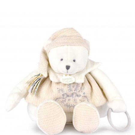 Peluche eveil Bébé Ours Blanc - 30 cm - Collection Anniversaire