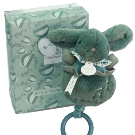 Lapin DOUDOU® - boite à musique lapin - 20 cm - Vert