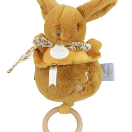 Lapin DOUDOU® - boite à musique lapin - 20 cm - Jaune moutarde