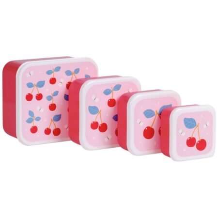 Lot de 4 boîtes à goûter Cerises