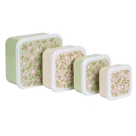 Lot de 4 boîtes à goûter Fleurs