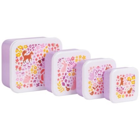 Lot de 4 boîtes à goûter Fleurs du jardin
