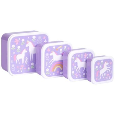 Lot de 4 boîtes à goûter Rêves de licorne