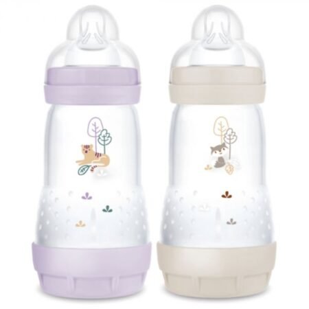 Mam Lot de 2 biberons Anti-colique 260ml Easy Start Lilas et Sable