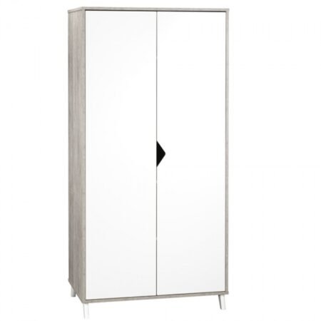 Armoire chambre bébé 2 portes scandi gris
